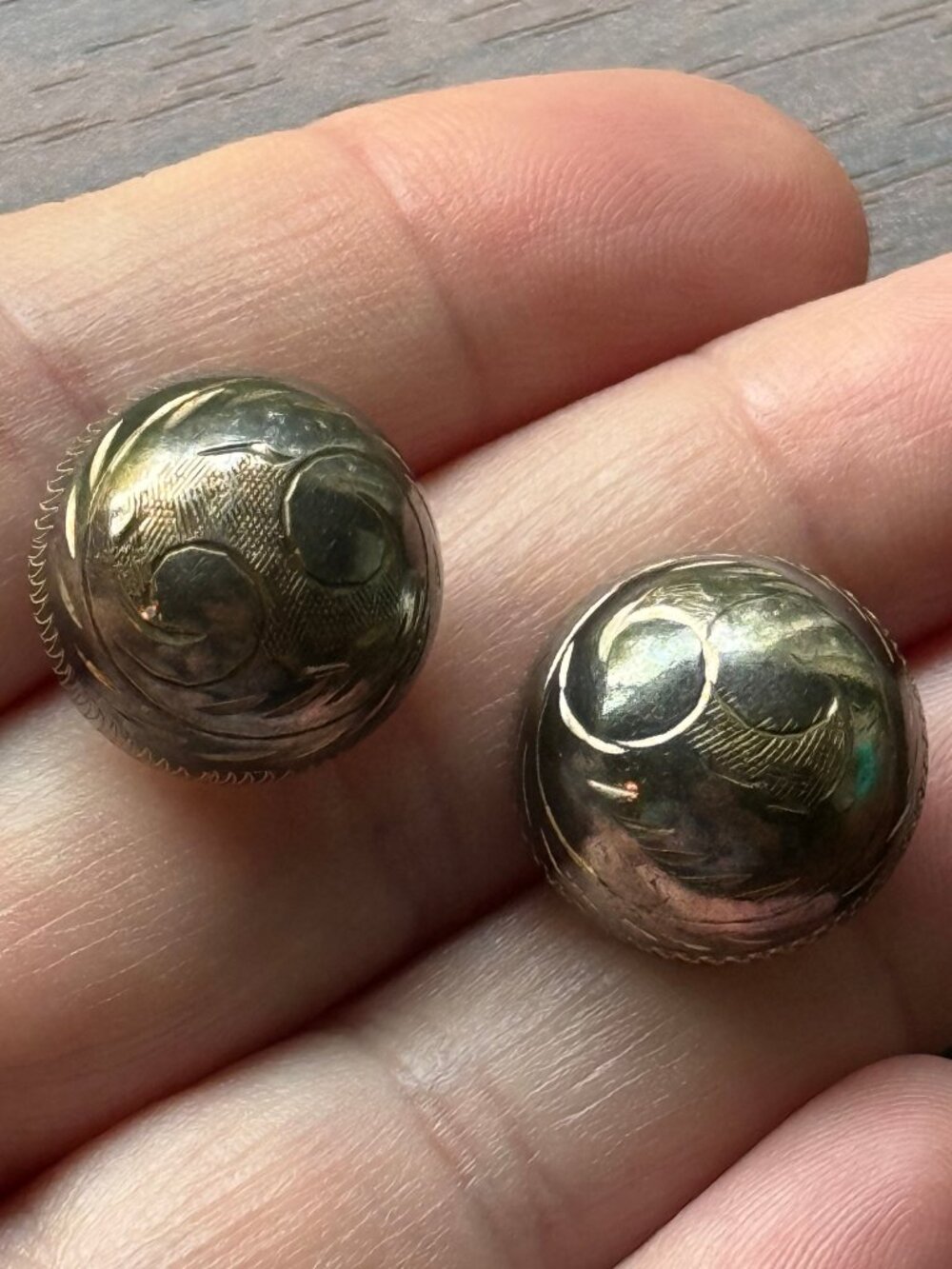 Southwestern Vintage Etched Sterling Silver 925 Dome Stud Earrings